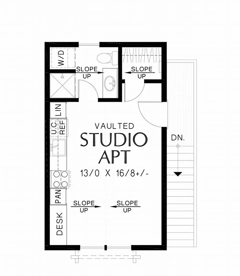 Average size and layout of a modern studio apartment
